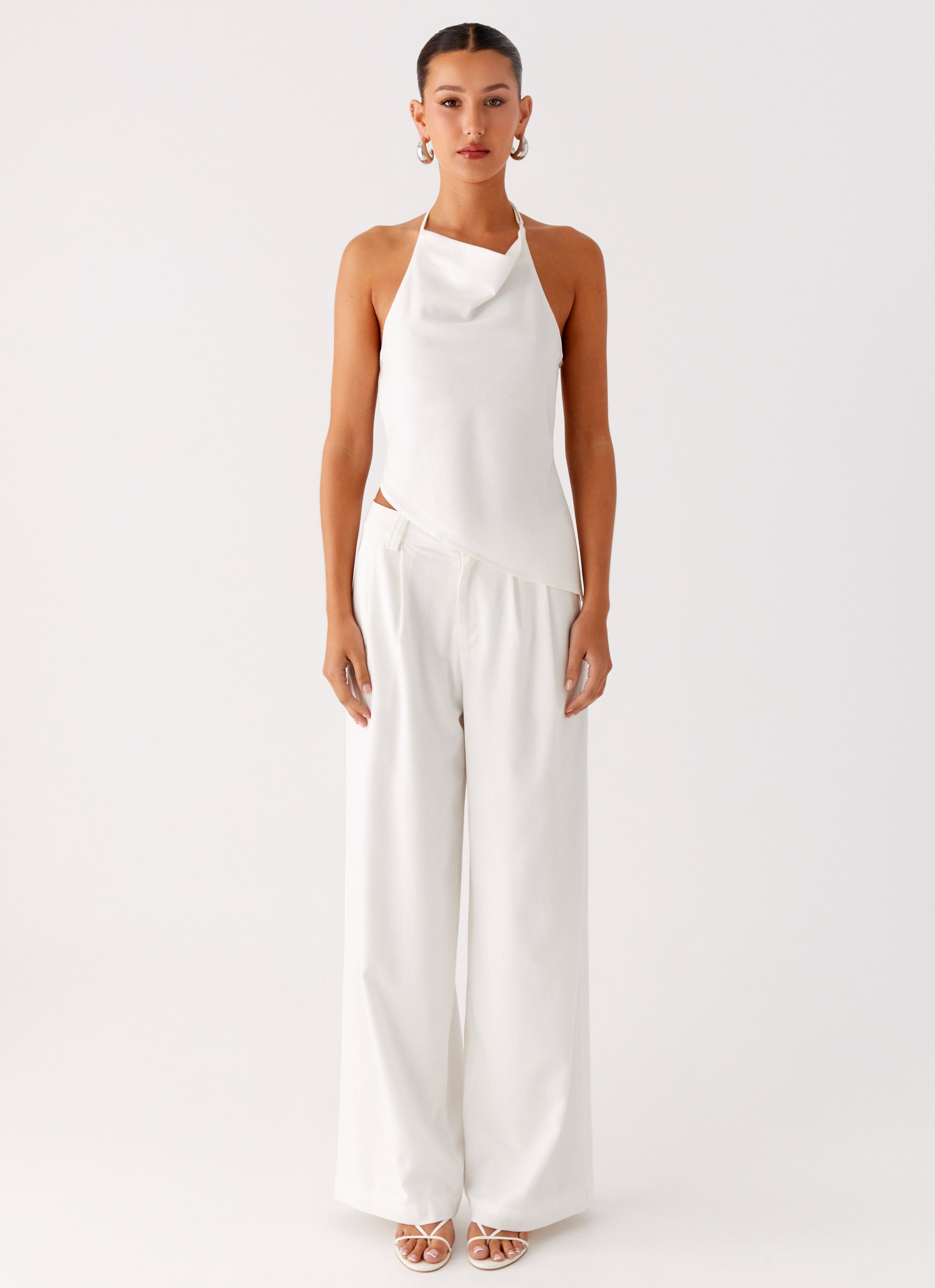 Delong Low Rise Linen Pants - White