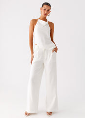 Delong Low Rise Linen Pants - White
