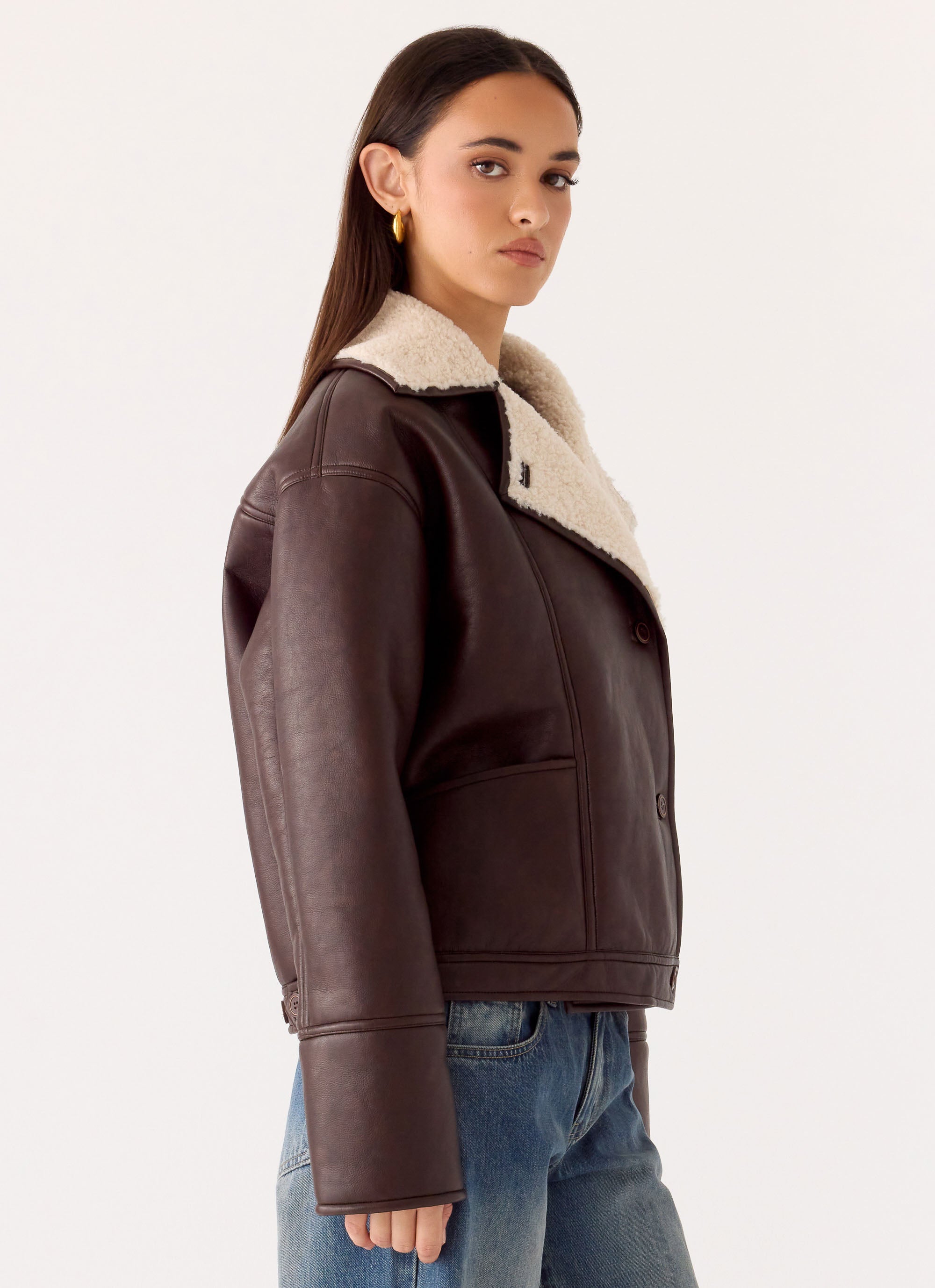 Demine Double Faced Short Coat - Chocolate