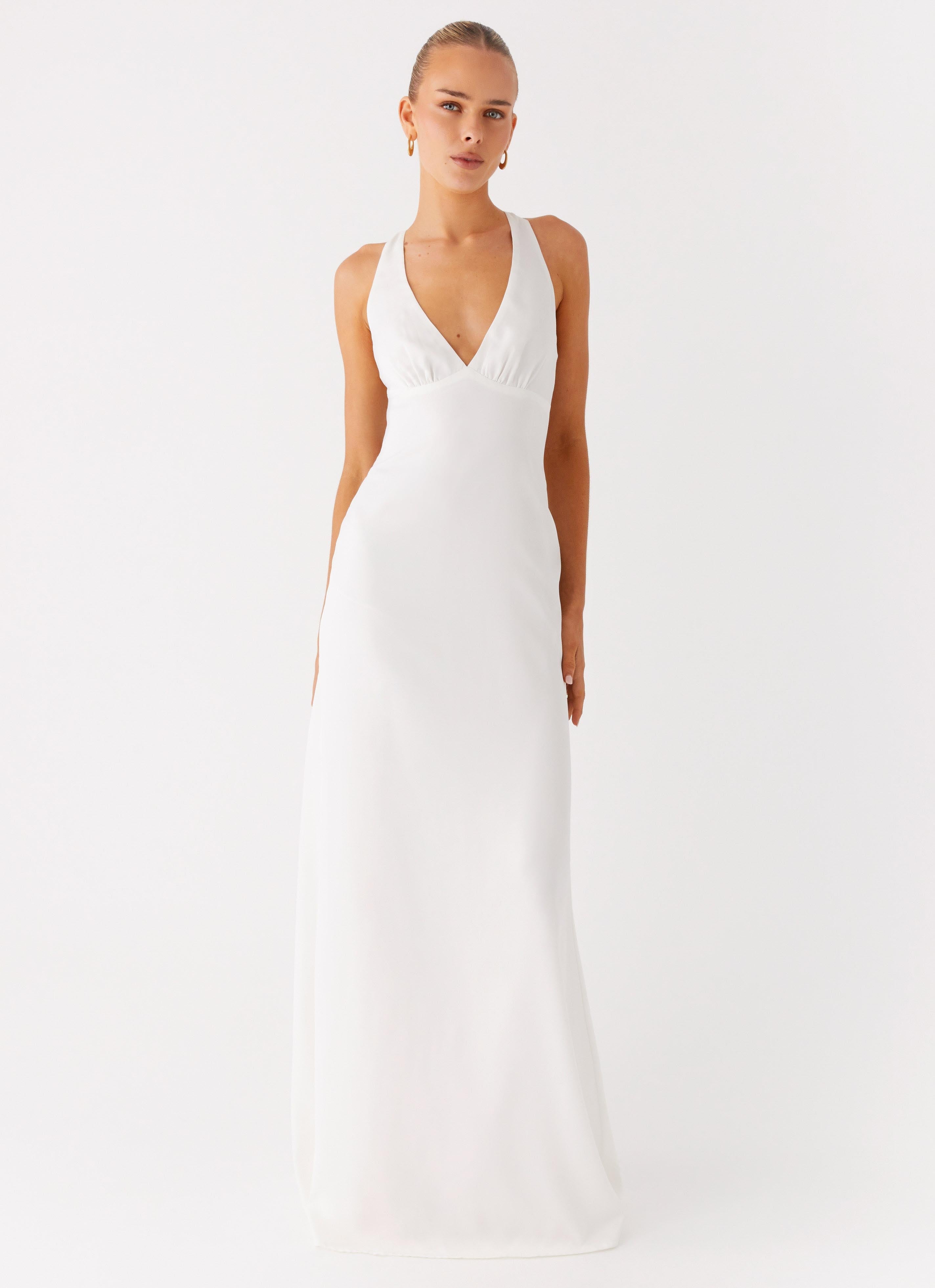 Desi Halterneck Maxi Dress - White