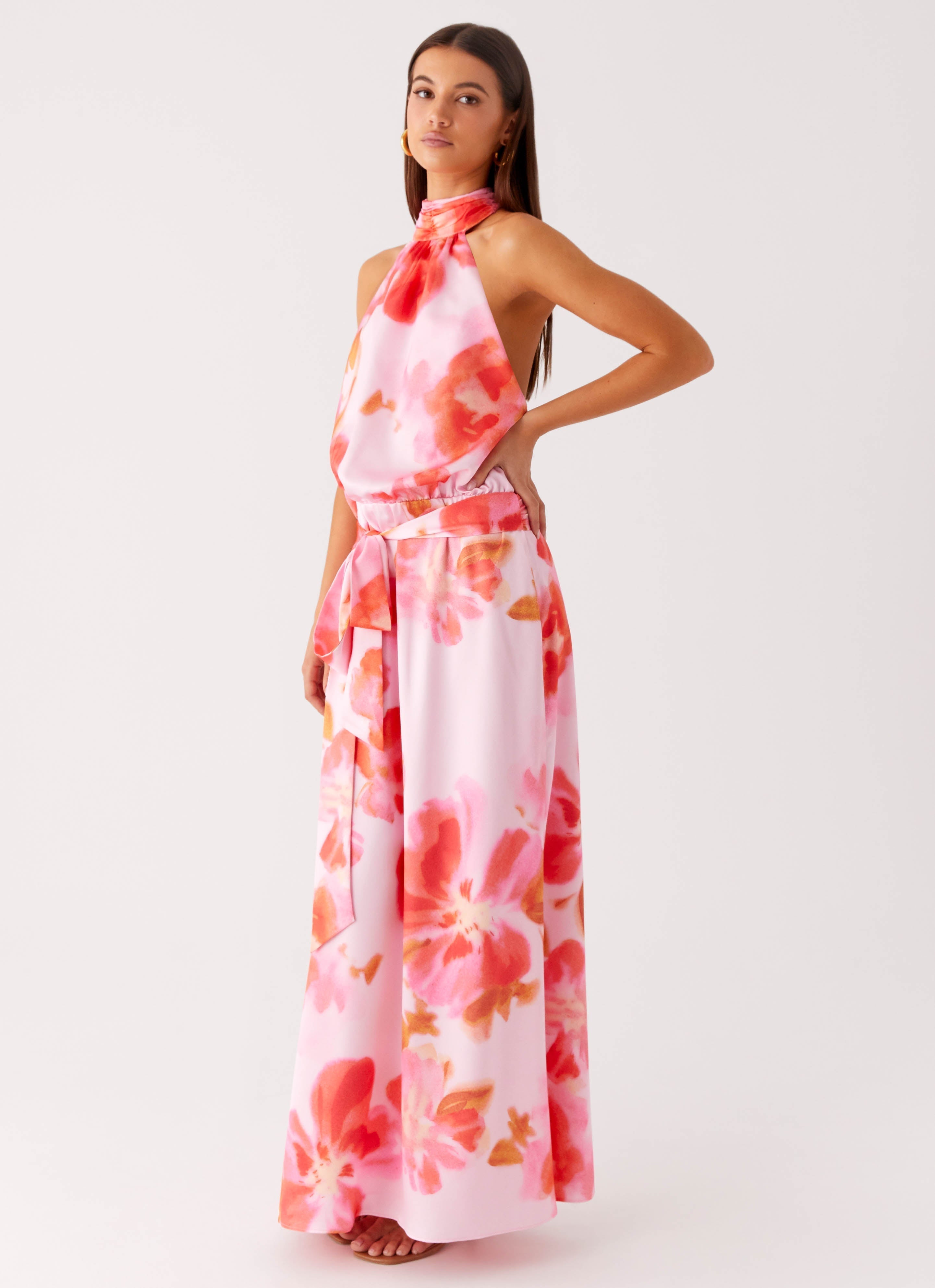 Diablo Backless Maxi Dress - Blushing Blossom