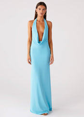 Driftwood Cowl Maxi Dress - Turquoise