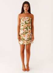 Edwina Strapless Mini Dress - Floral Print