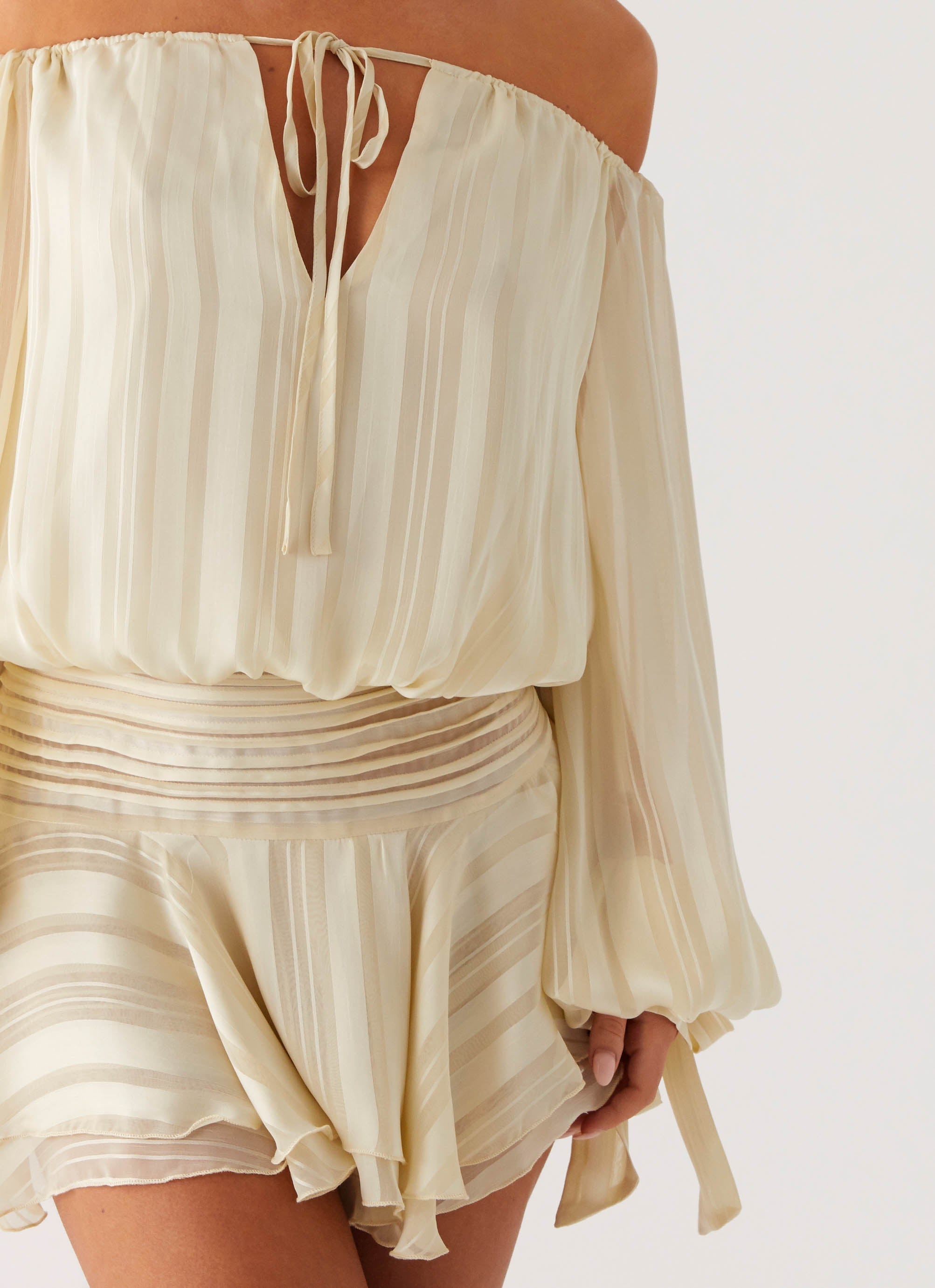 Eira Balloon Sleeve Mini Dress - Ivory