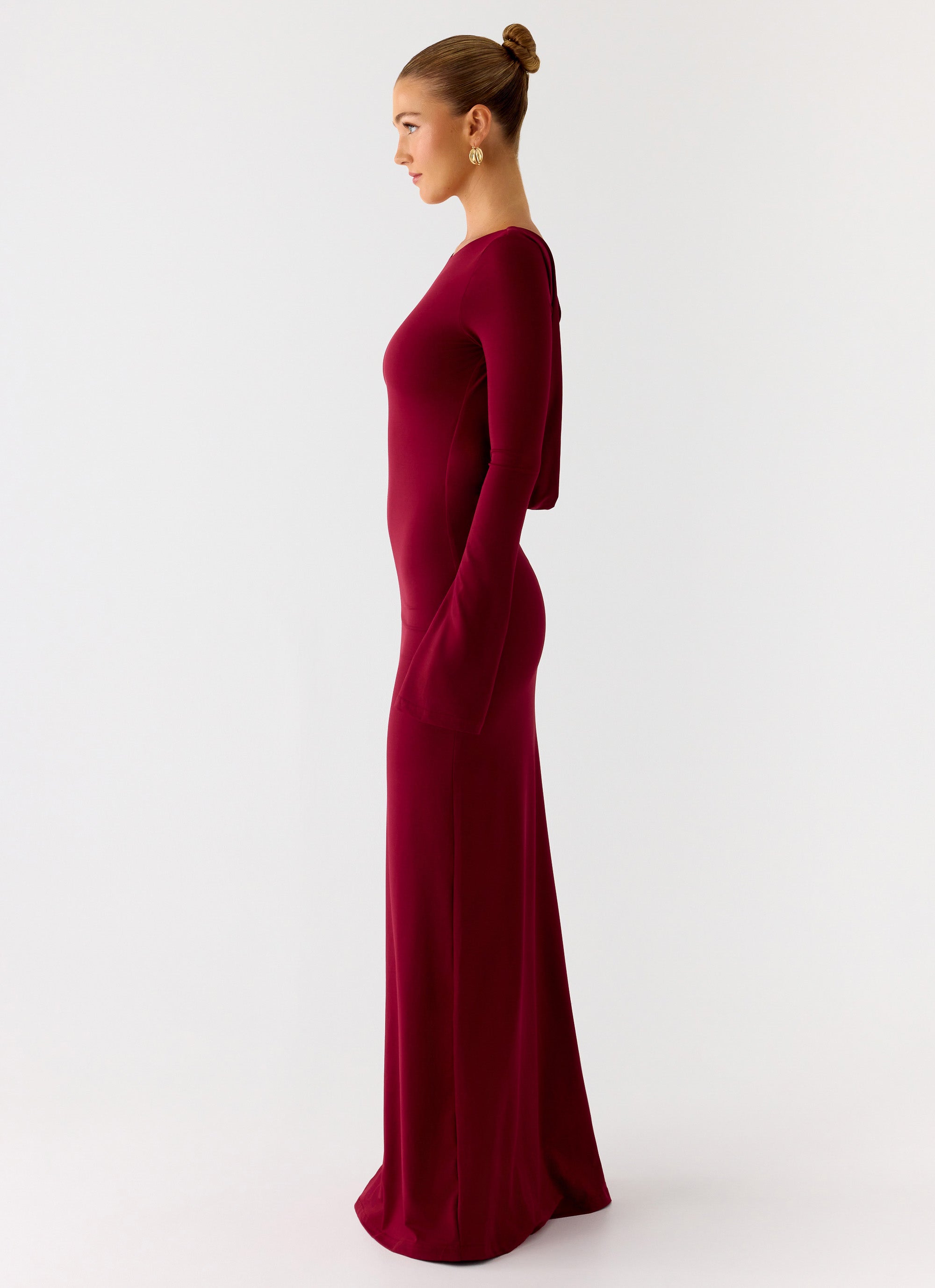 Elmont Long Sleeve Maxi Dress - Dark Cherry