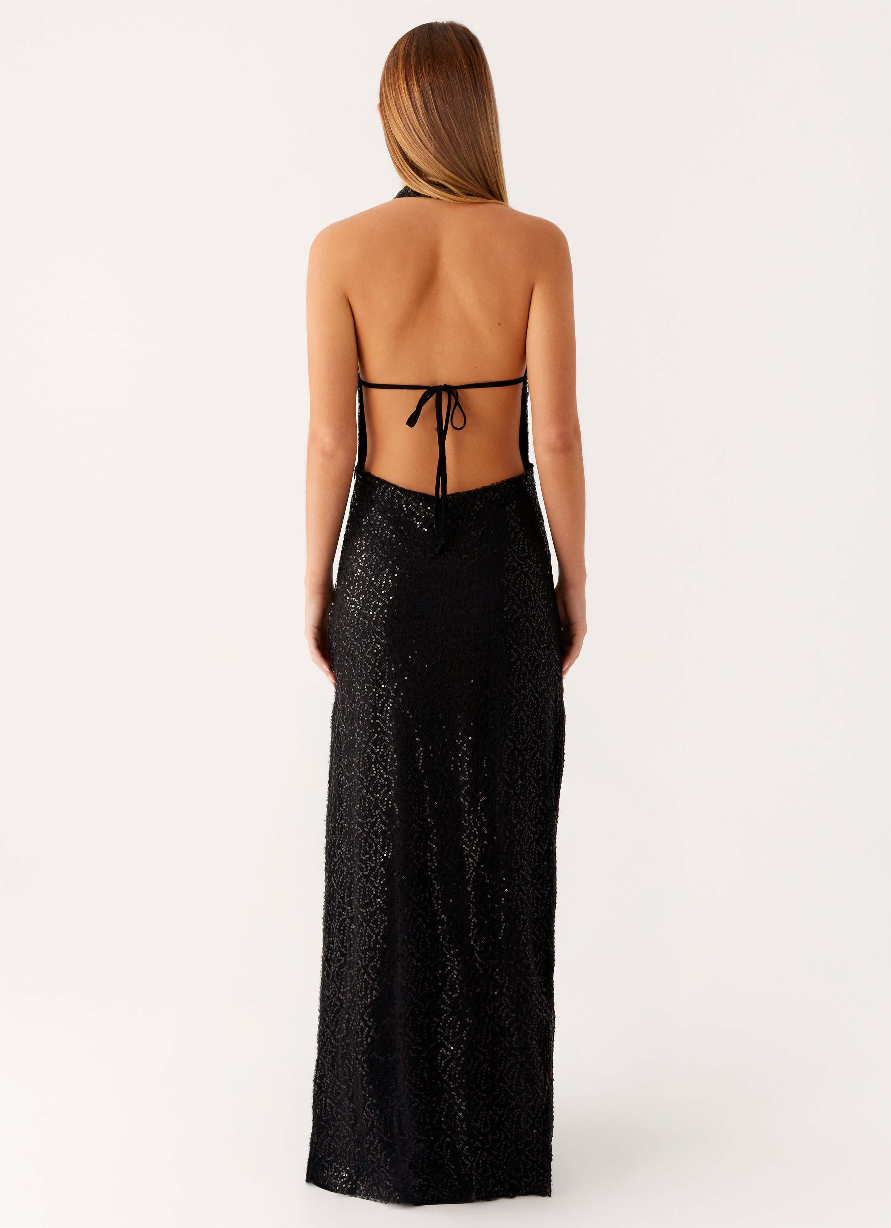 Empire Sequin Maxi Dress - Black