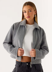 Enzo Faux Wool Jacket - Grey