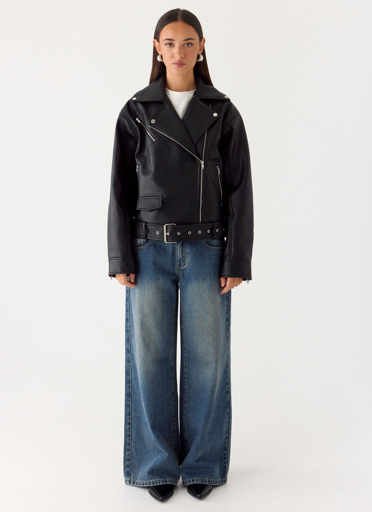 Ethan PU Biker Jacker - Black