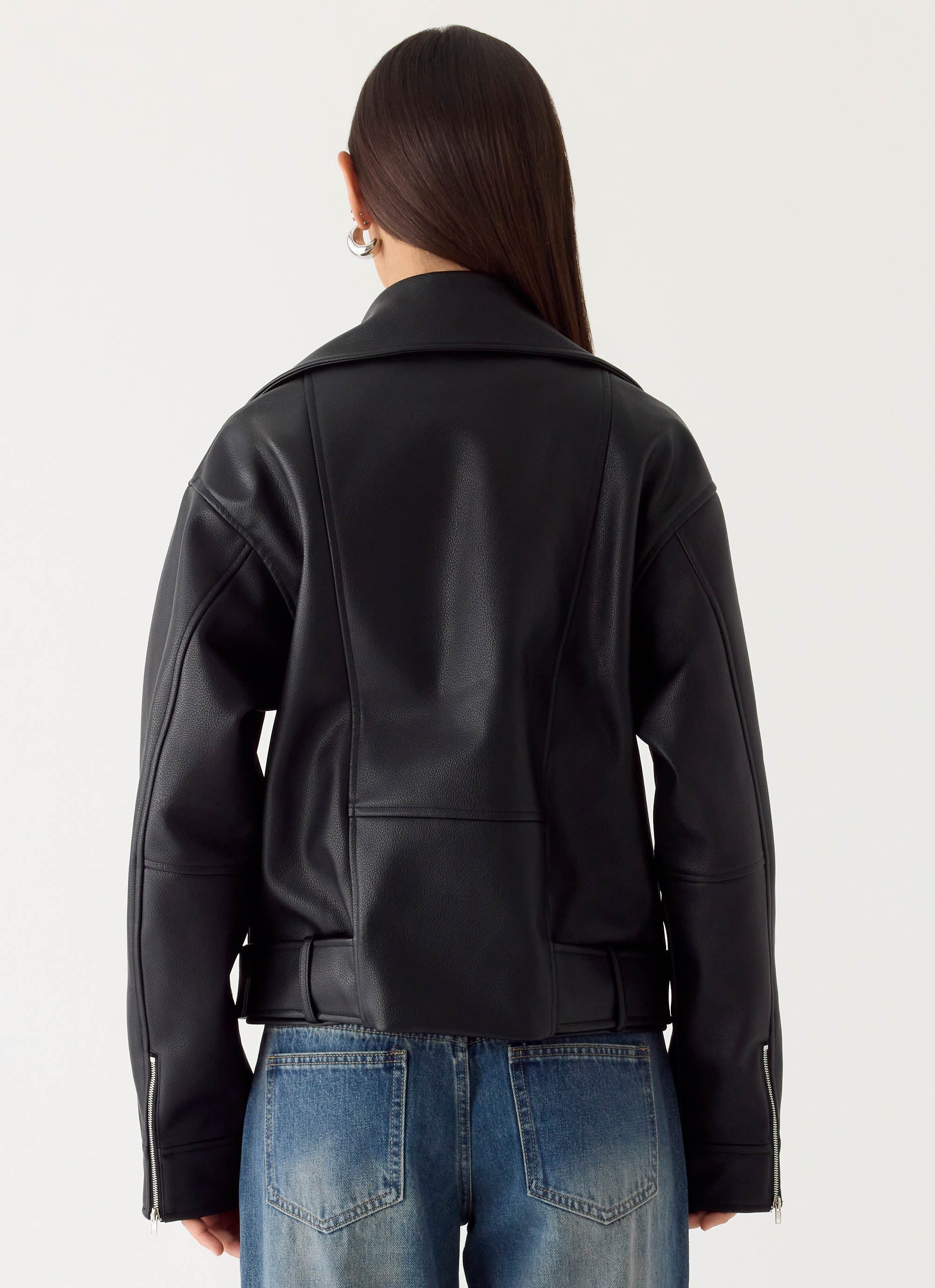 Ethan PU Biker Jacker - Black