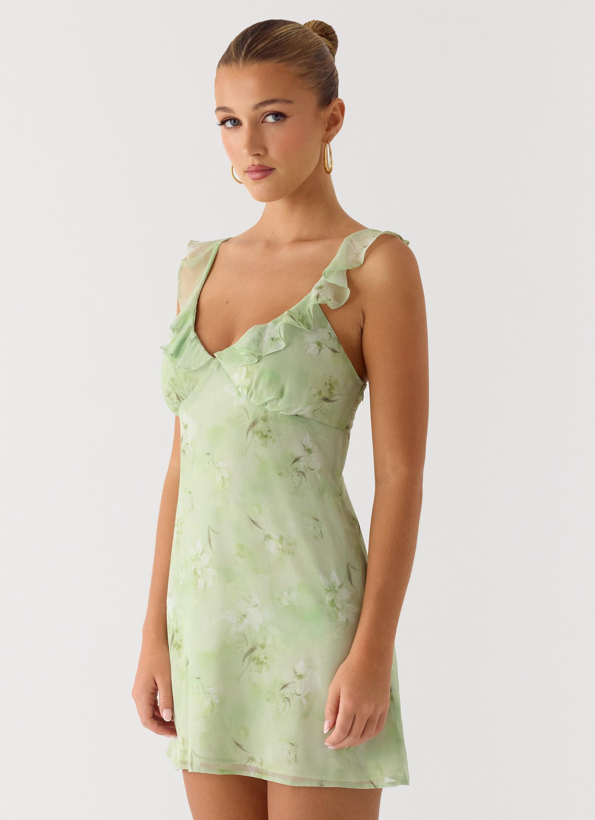 Europa Mini Dress - Blurred Lime