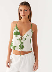Faela Cotton Cami Top - Verdant Bloom