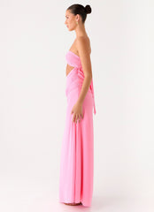 Falling Forever Strapless Beaded Maxi Dress - Pink
