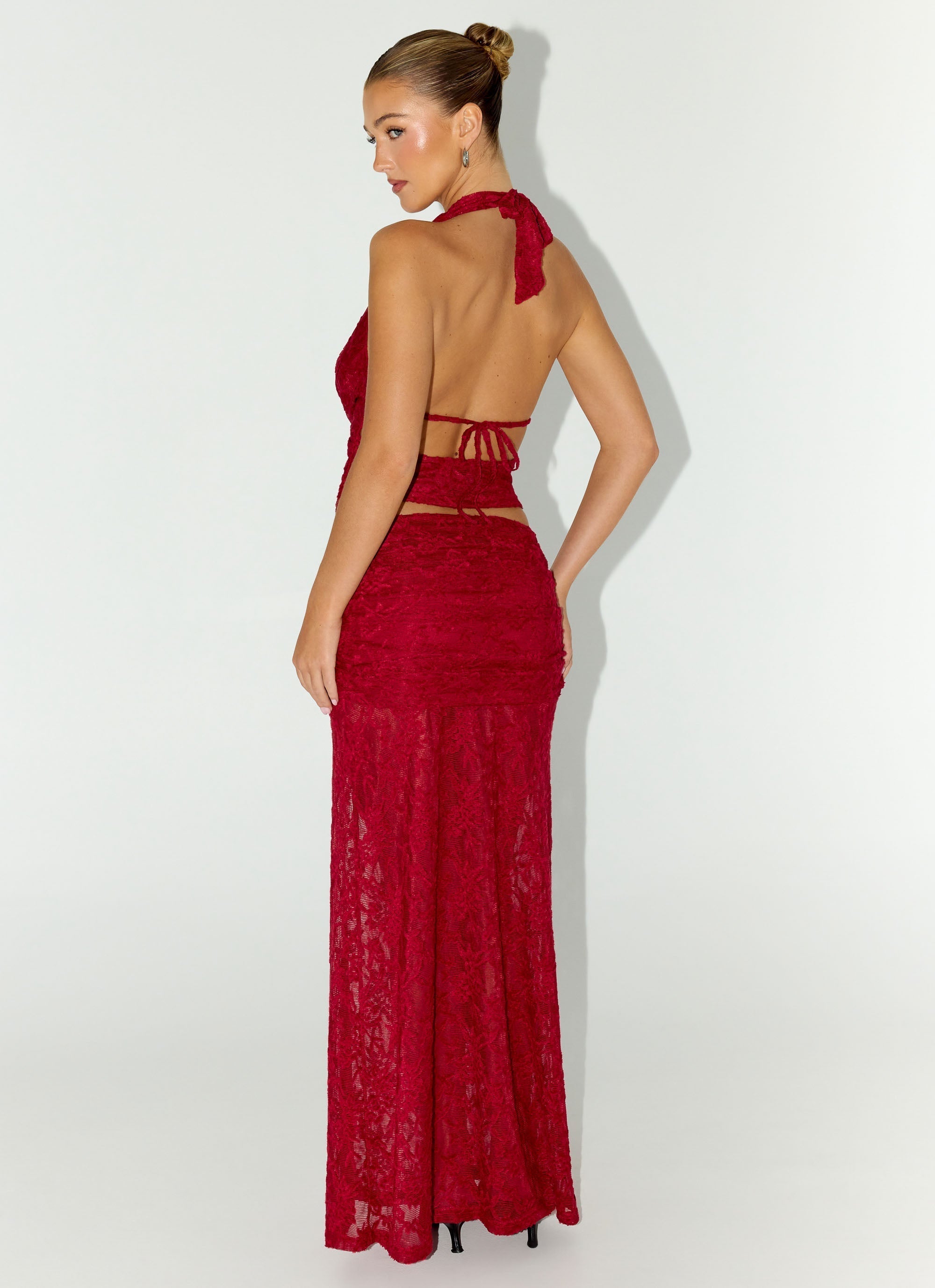 Farruko Jacquard Maxi Skirt - Dark Cherry