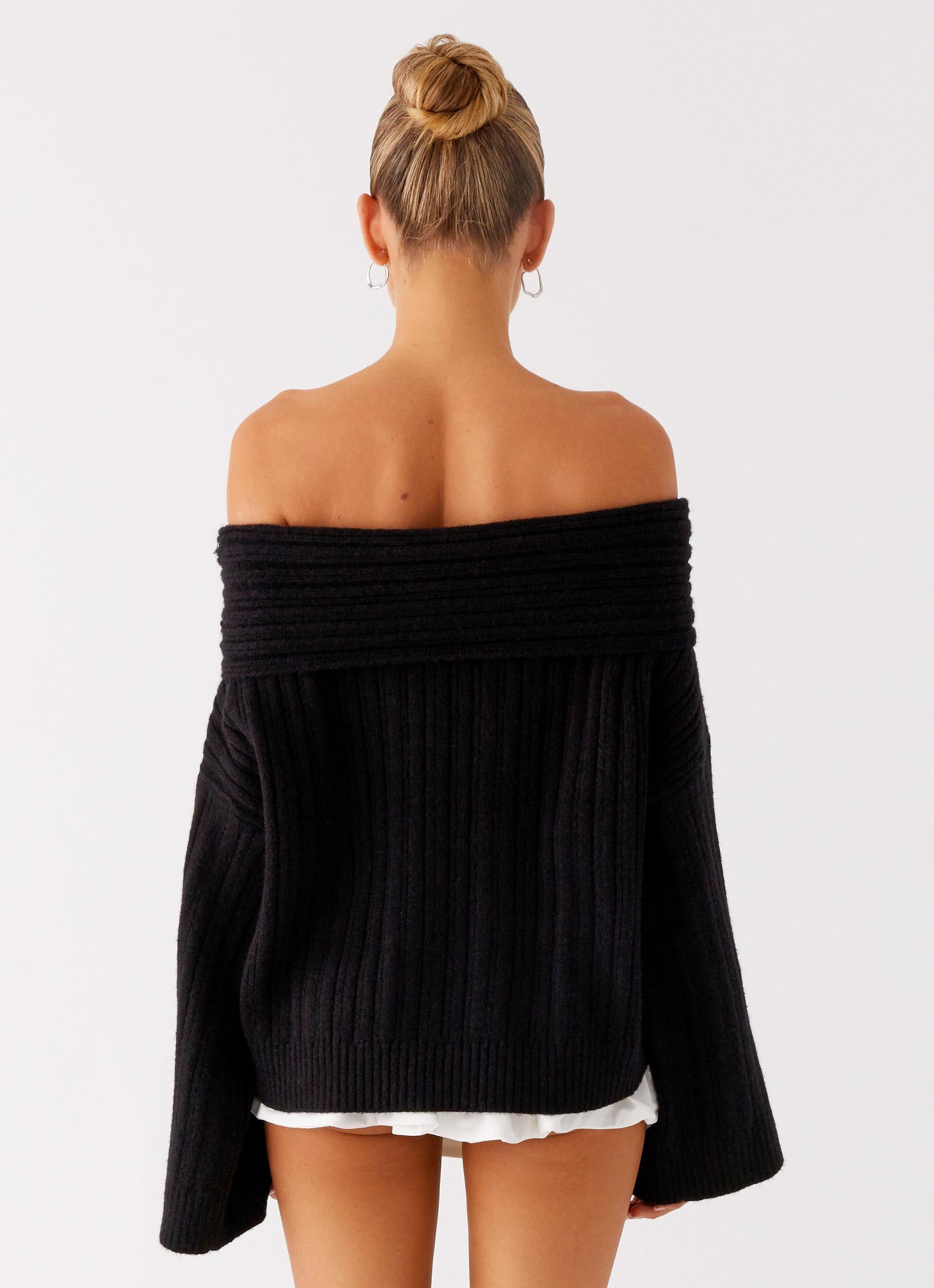 Federica Off Shoulder Knit - Black