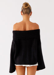 Federica Off Shoulder Knit - Black