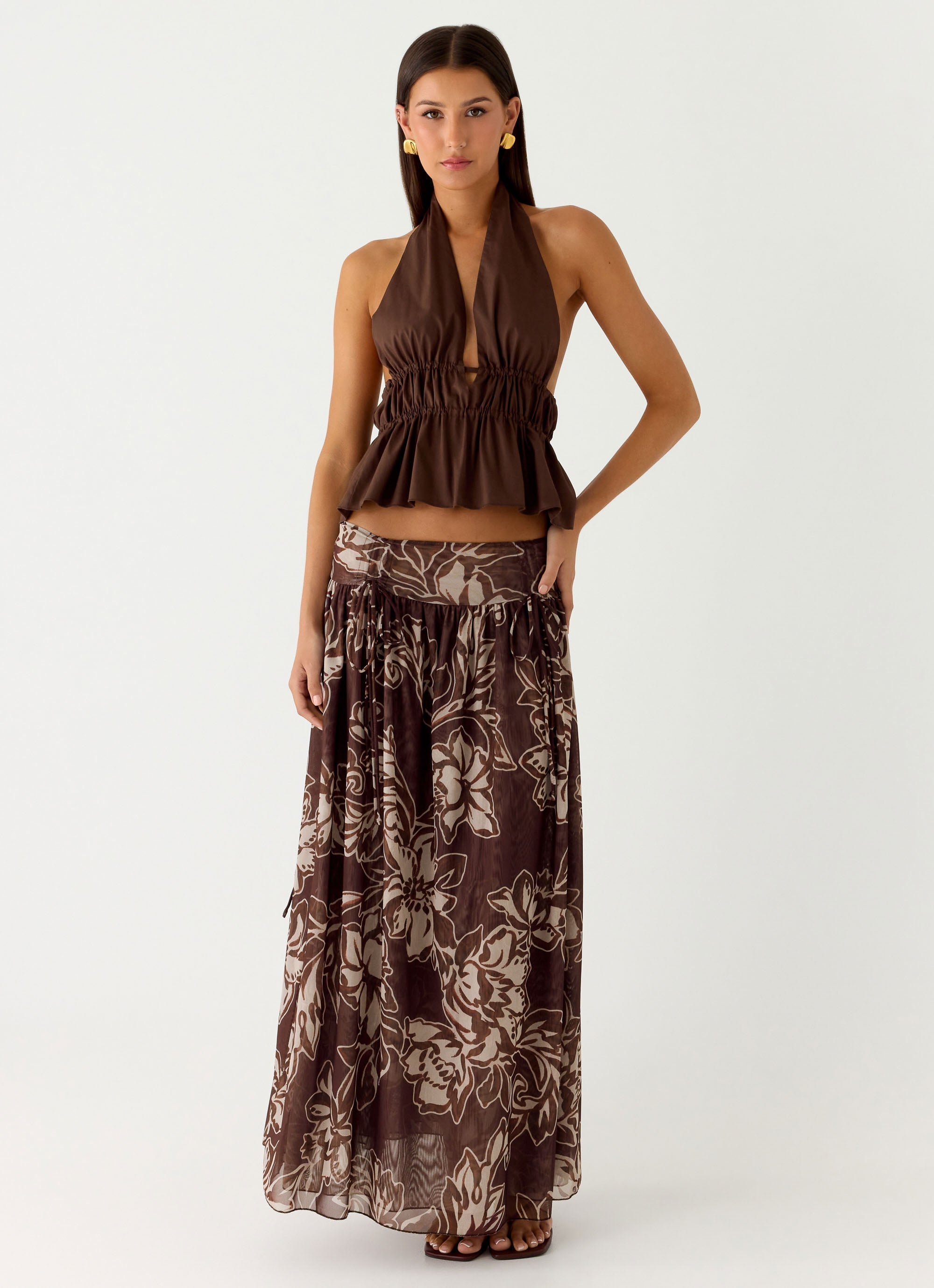 Figaro Halter Top - Chocolate