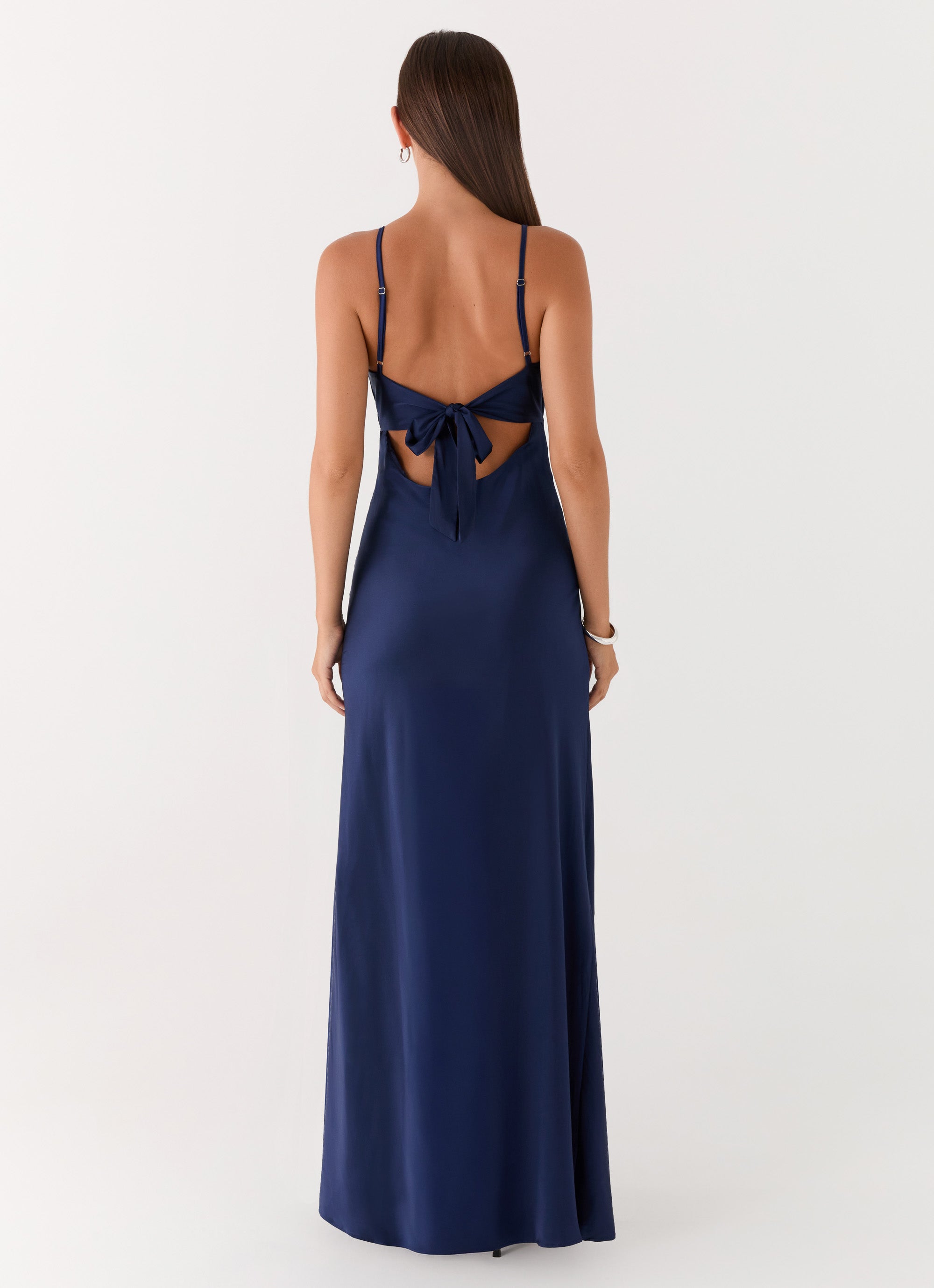 Flora Satin Maxi Dress - Navy
