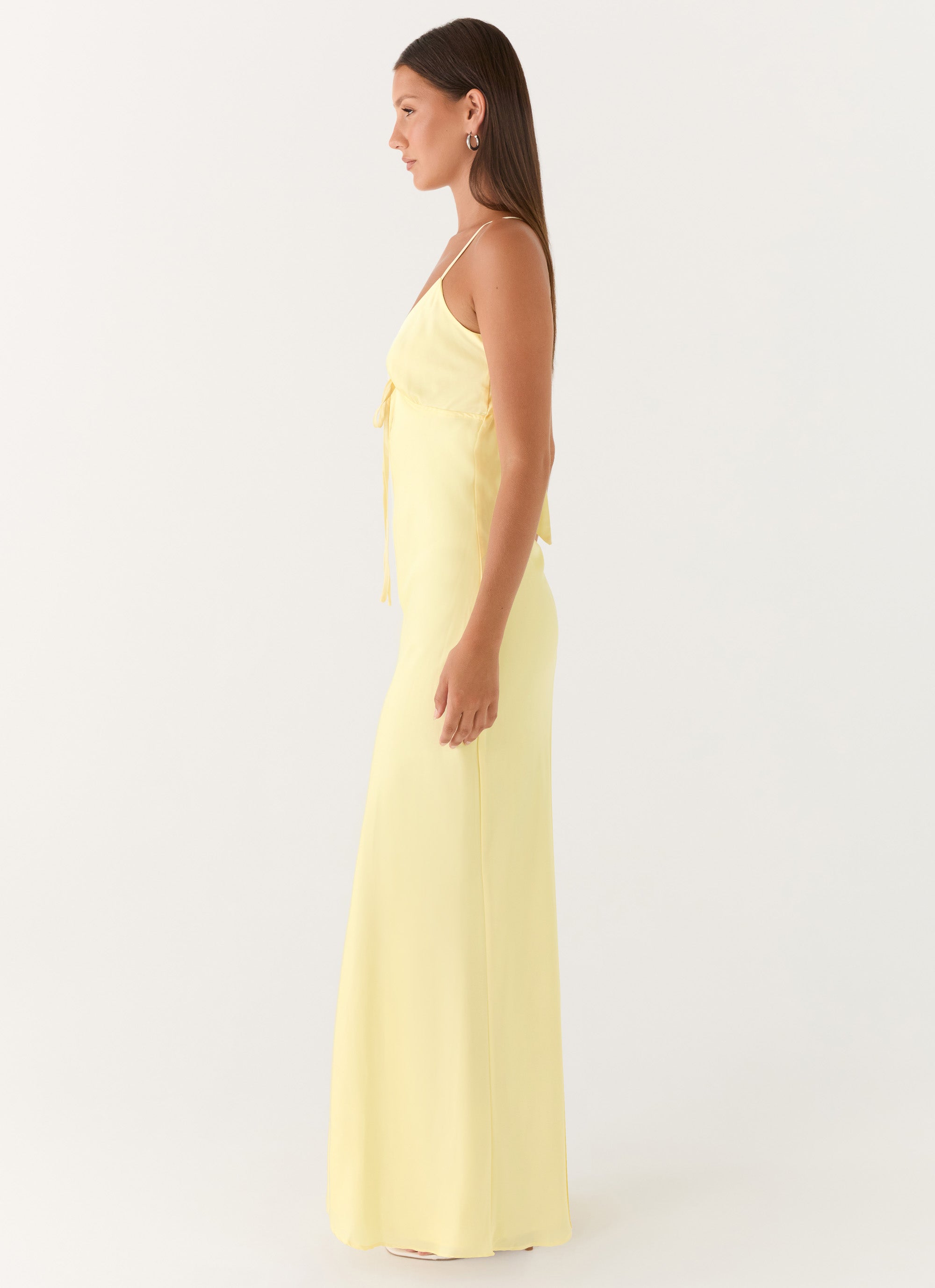 Flora Satin Maxi Dress - Lemon