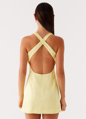 Freefall Satin Mini Dress - Yellow