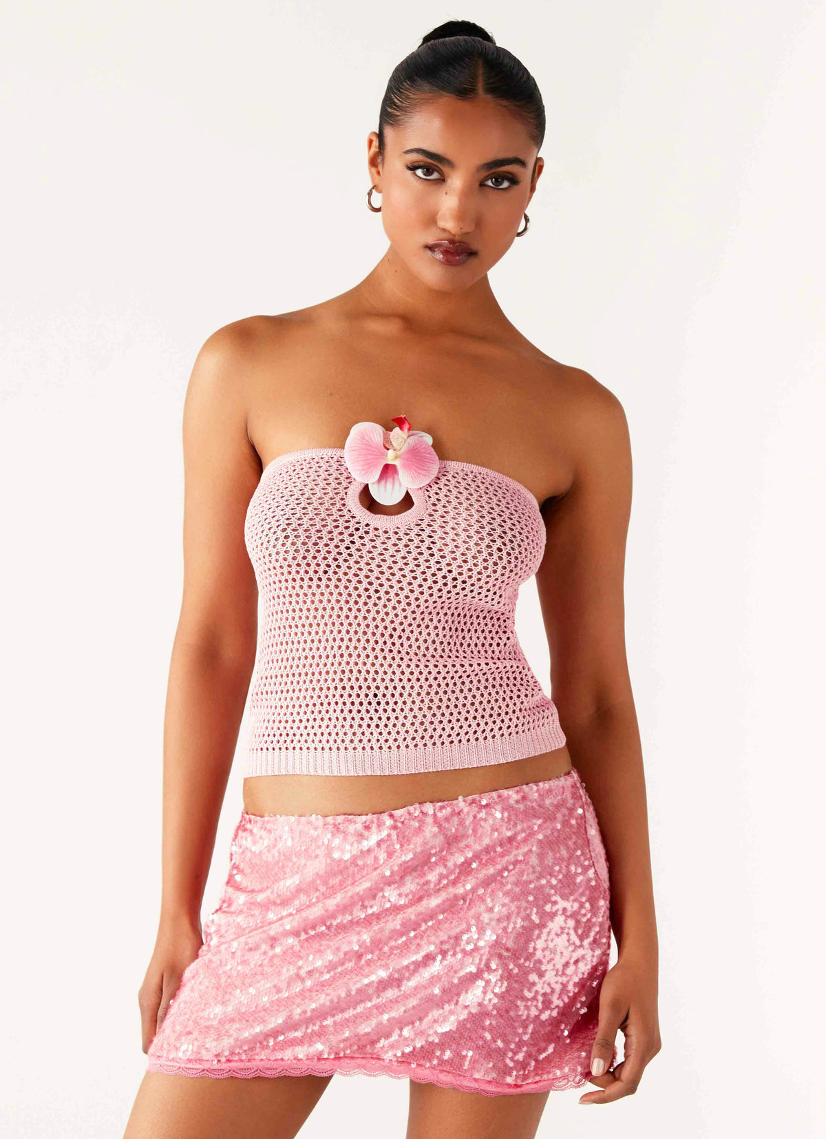 Galia Crochet Top - Pink