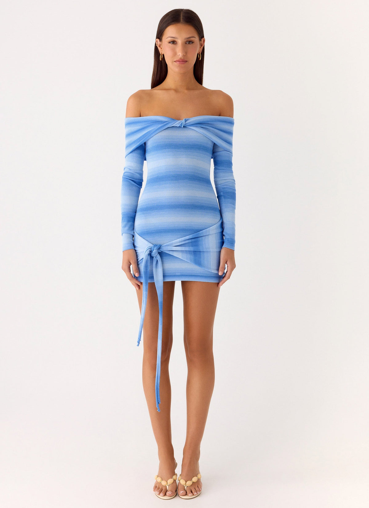 Gomez Bardot Knit Mini Dress - Cerulean