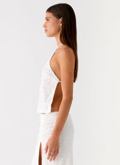 Griff Backless Jacquard Top - White