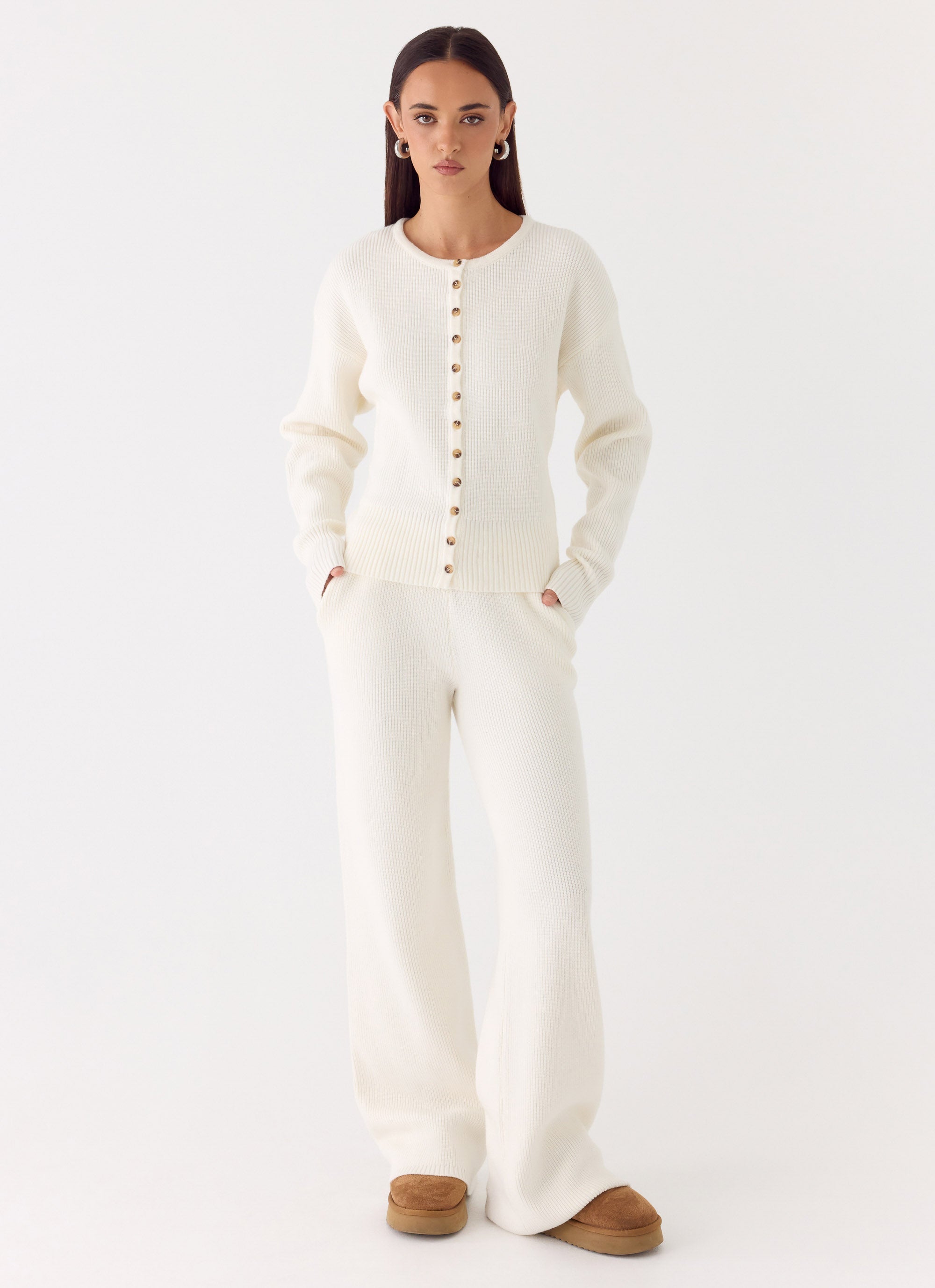 Harrison Low Rise Knit Pants - Ivory