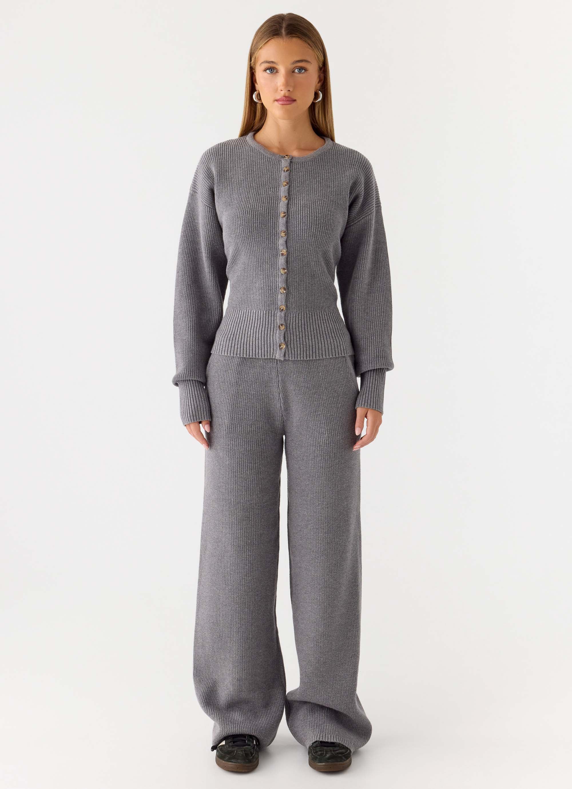 Harrison Cinched Knit Cardigan - Marle Grey