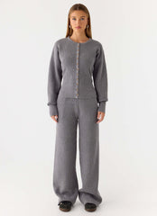 Harrison Cinched Knit Cardigan - Marle Grey