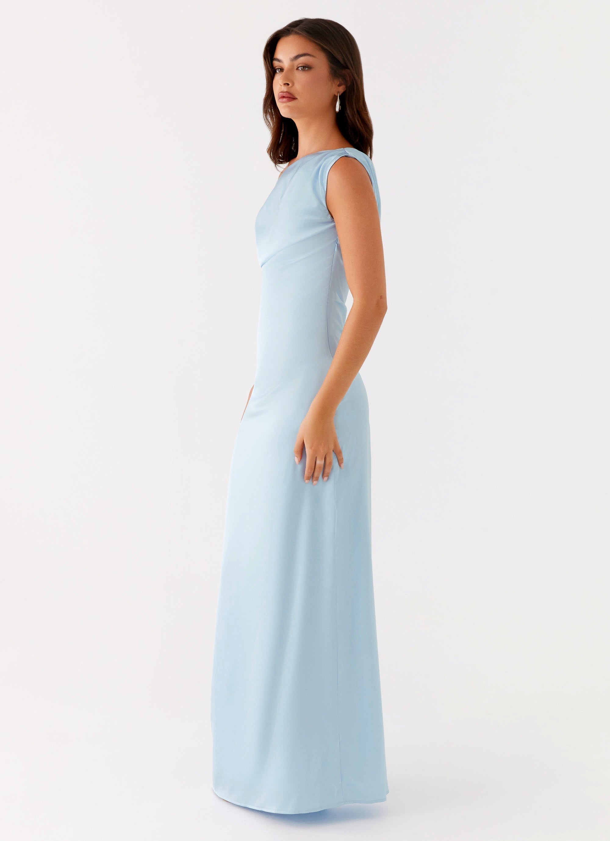 Heart Of Glass Satin Maxi Dress - Blue