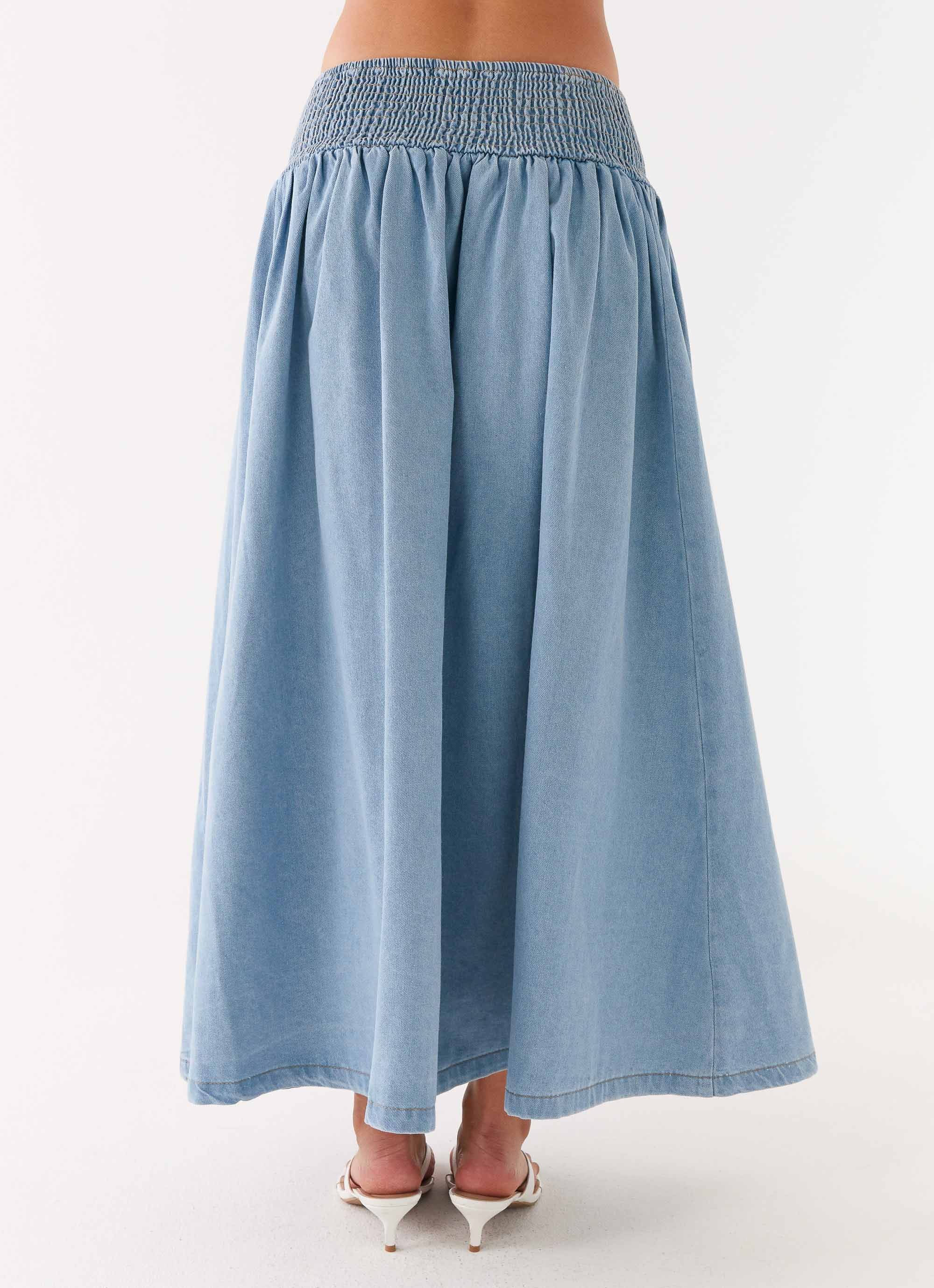 Heater Midi Skirt - Washed Blue