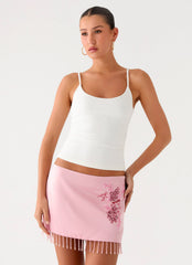 Heavenward Wrap Mini Skirt - Pink