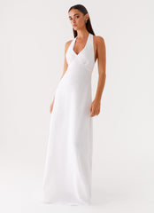 Heavy Hearted Linen Maxi Dress - White