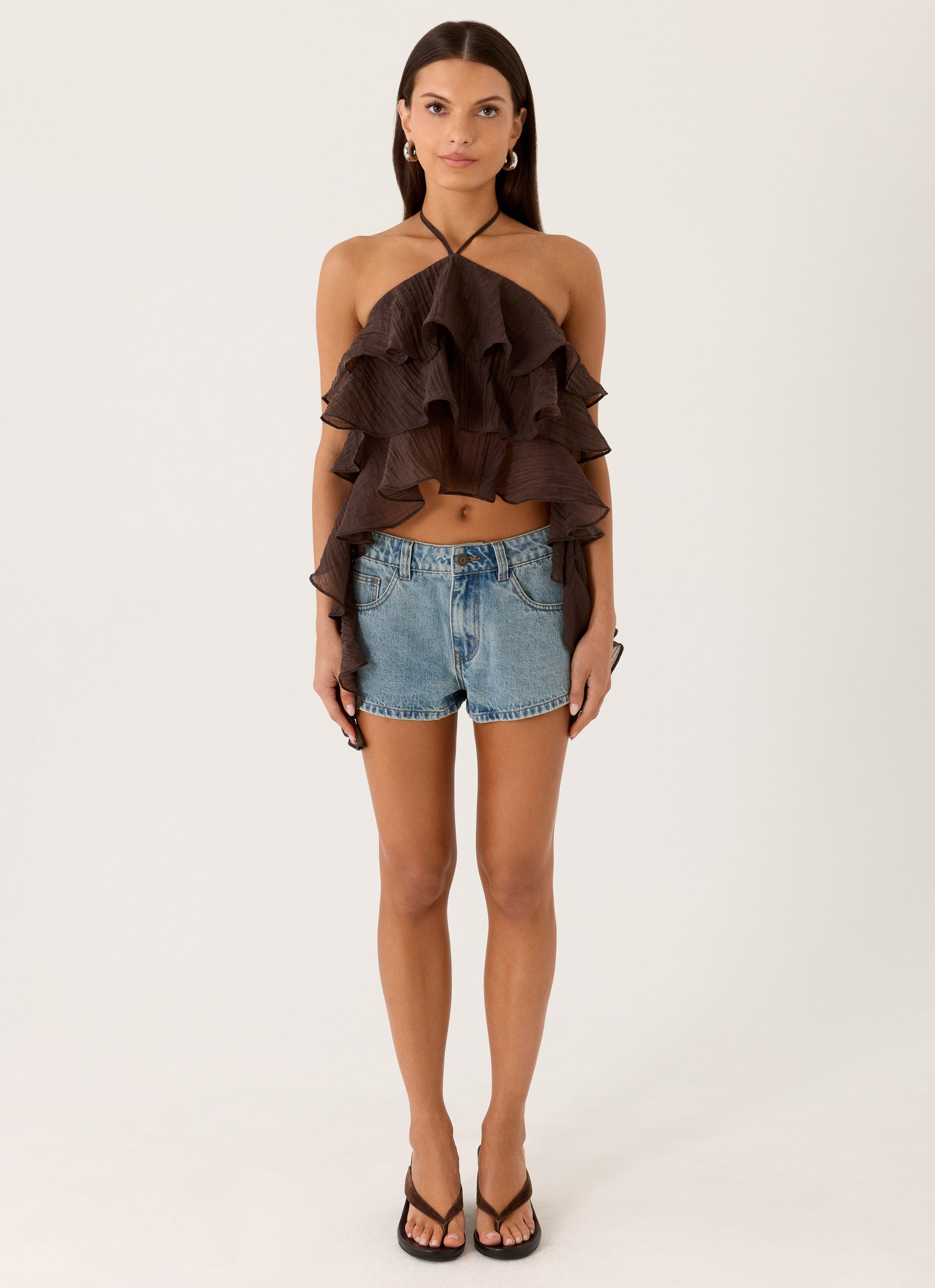 Inna Frill Halter Top - Chocolate