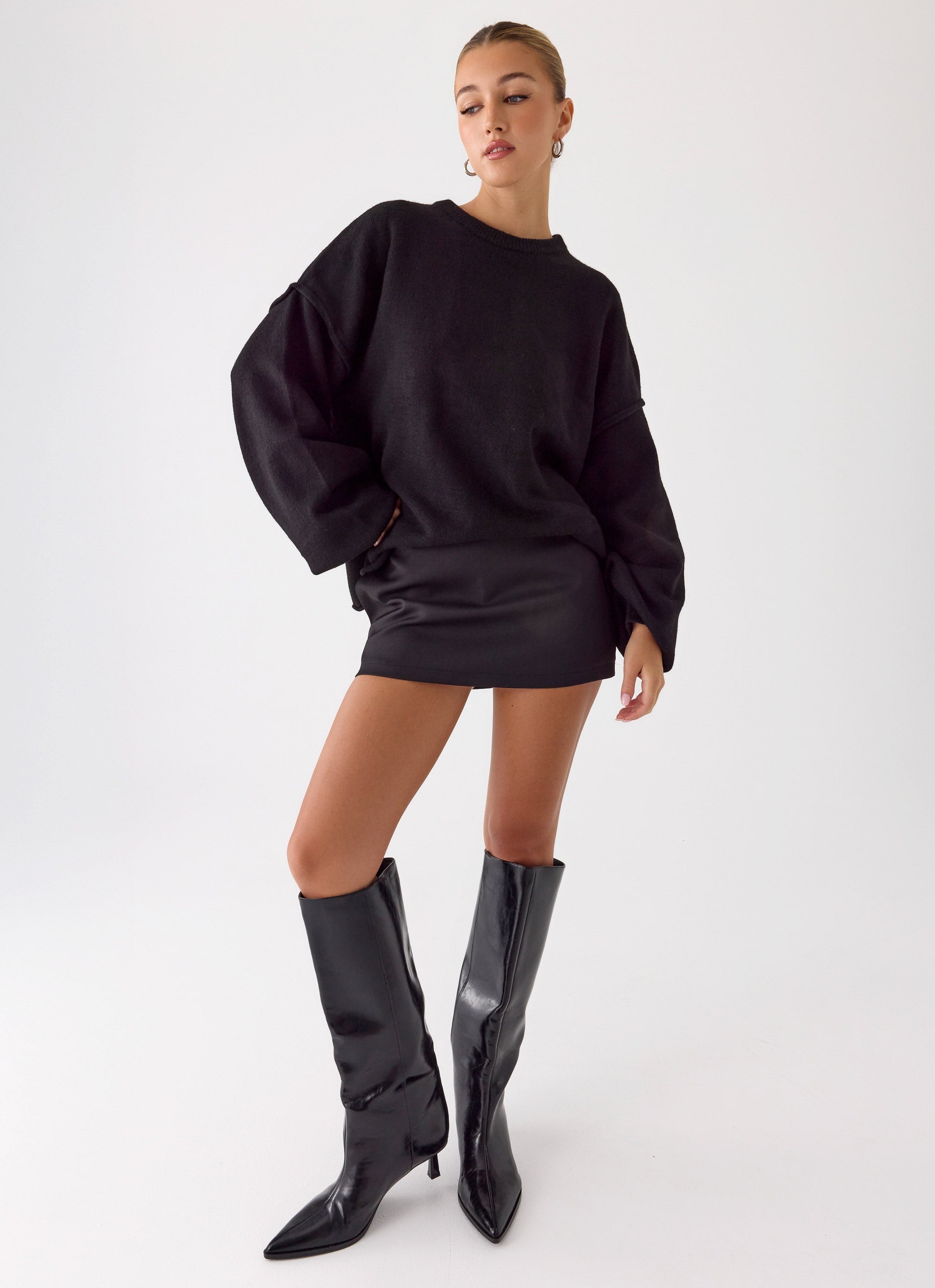 Jack Oversized Knit Sweater - Black