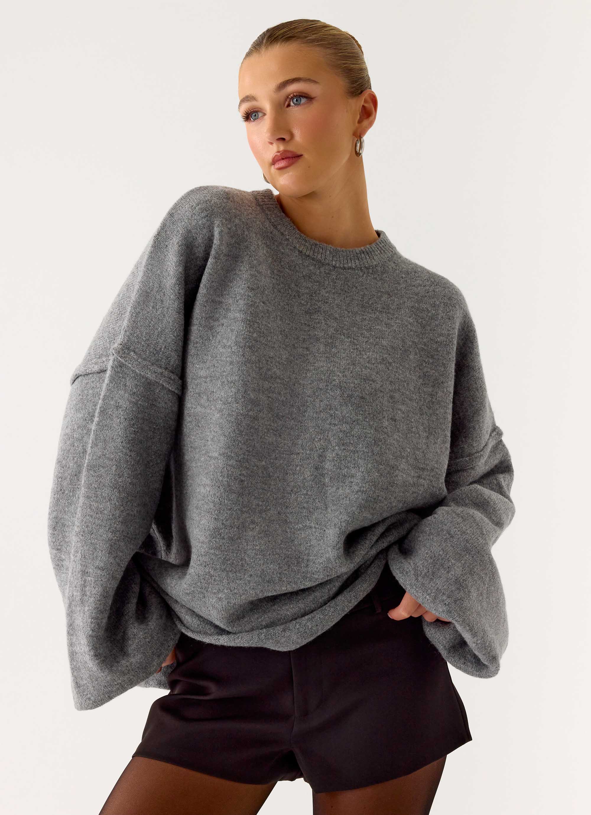 Jack Oversized Knit Sweater - Grey