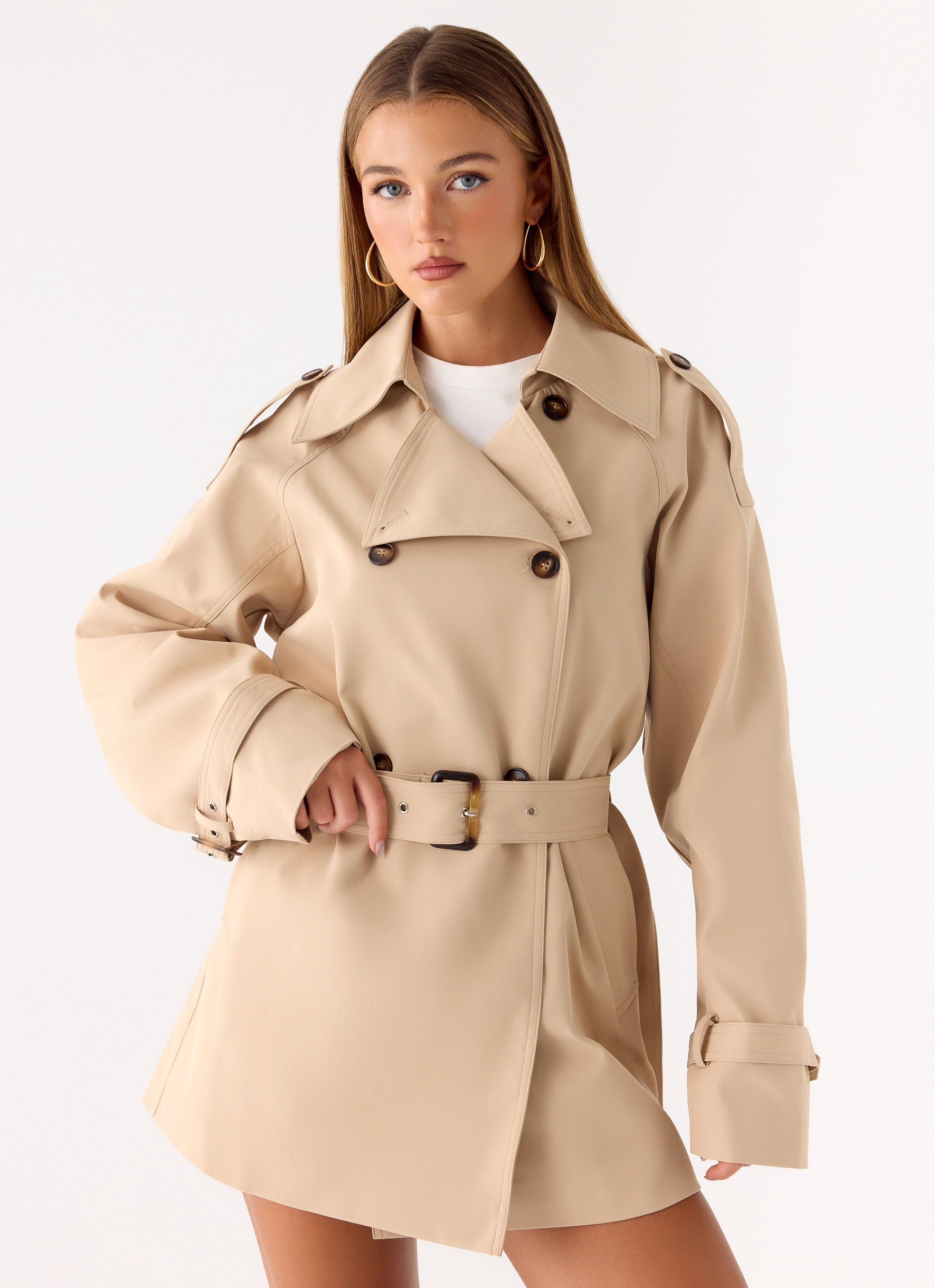 Jackie Mini Trench Coat - Tan