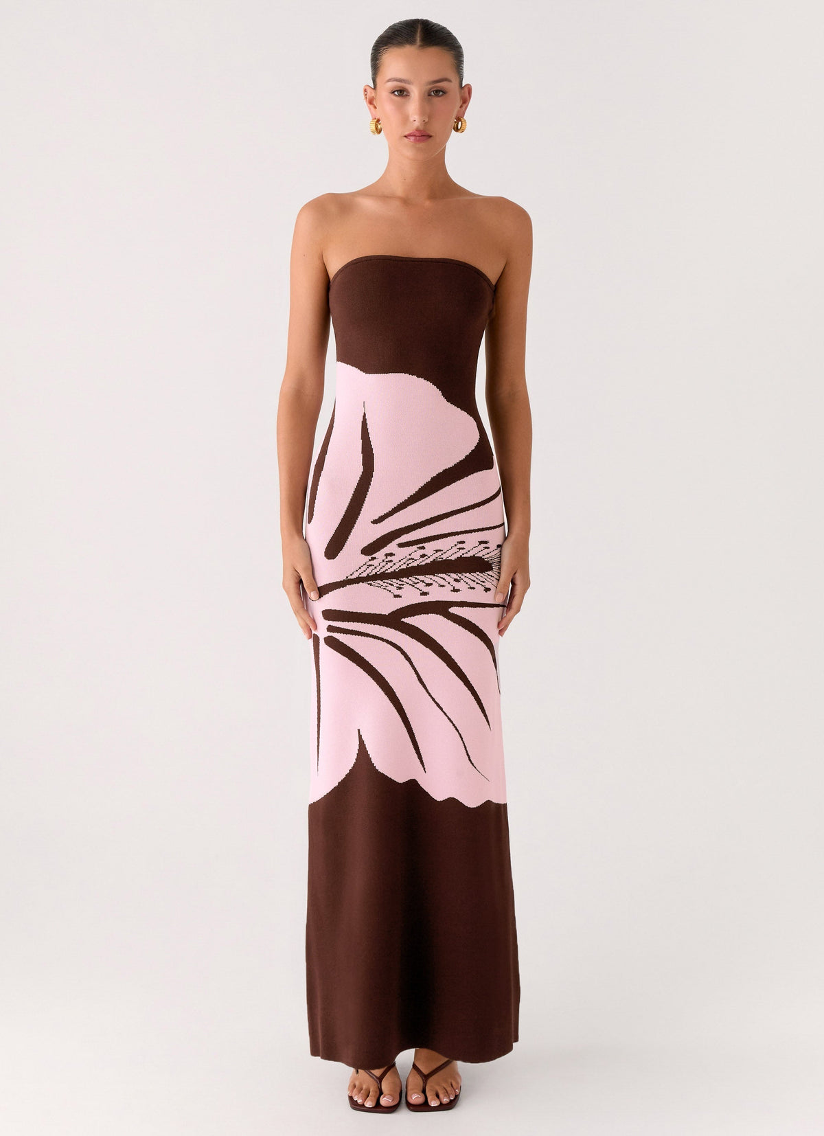 Jala Strapless Knit Maxi Dress - Espresso Meadow