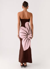 Jala Strapless Knit Maxi Dress - Espresso Meadow