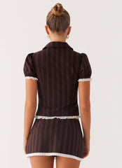 Janette Low Rise Micro Mini Skort - Toffee Stripe