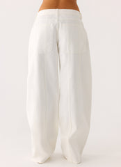 Johnny Low Rise Wide Leg Denim Jeans - White