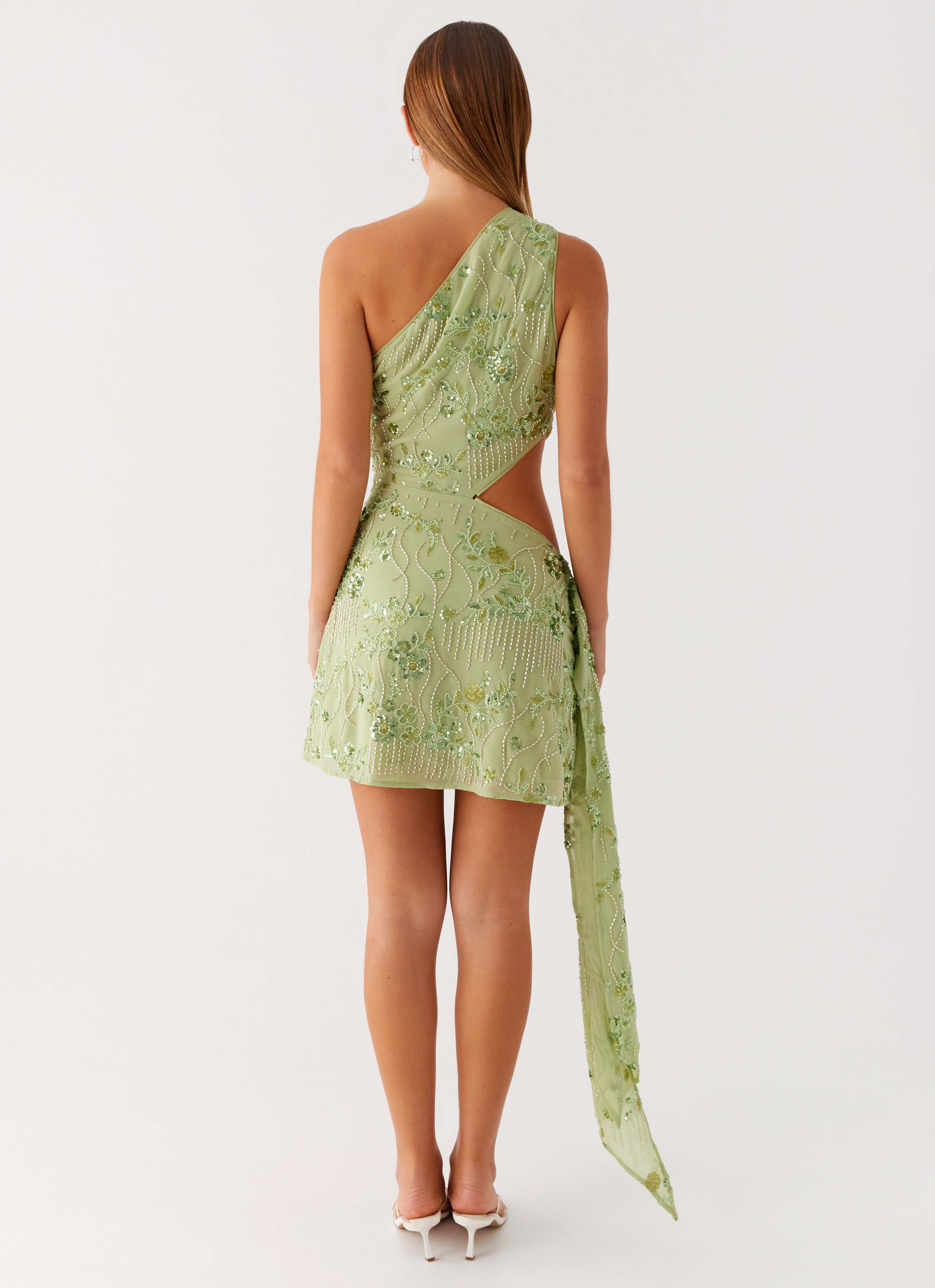 Juelz Beaded Mini Dress - Lime