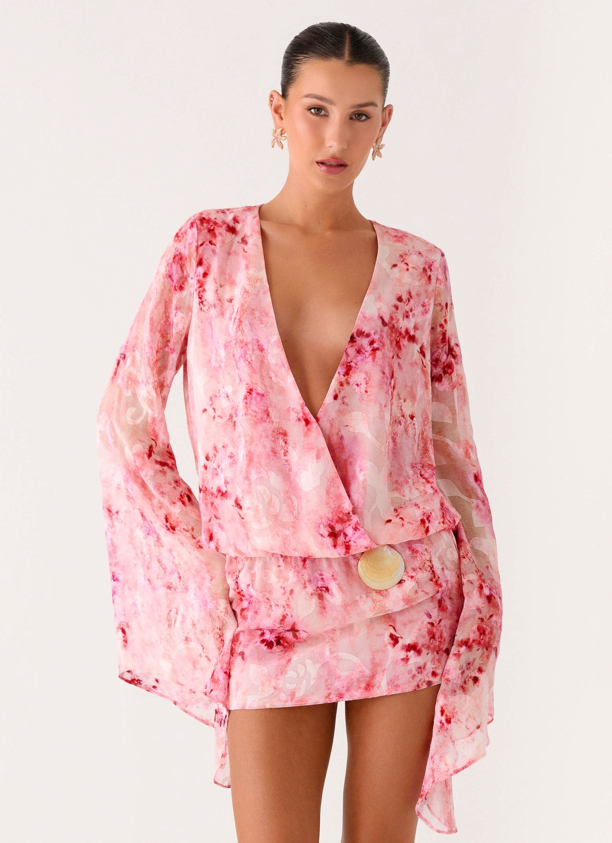 Junia Long Sleeve Mini Dress - Pink