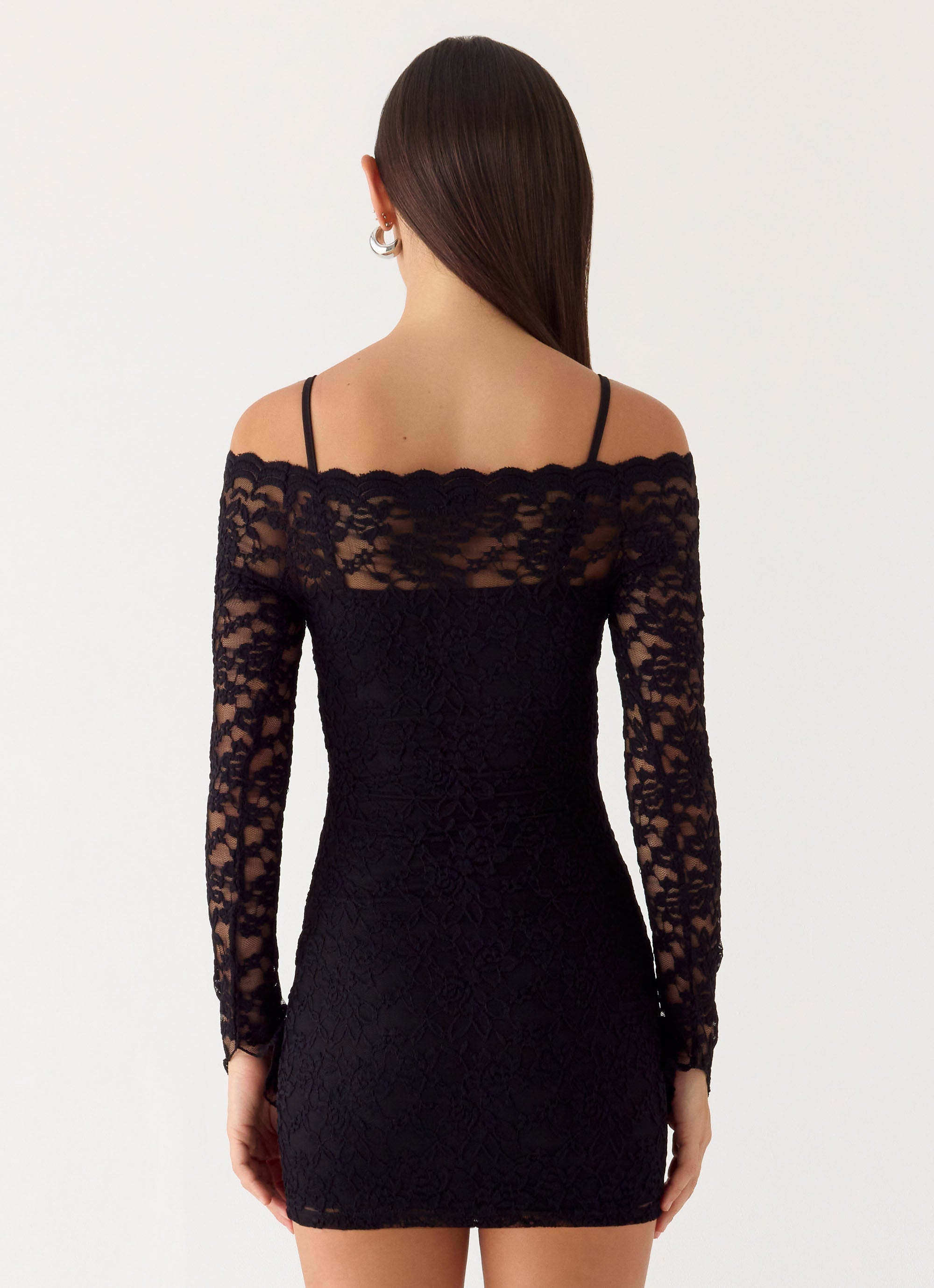 Just This Once Lace Mini Dress - Black