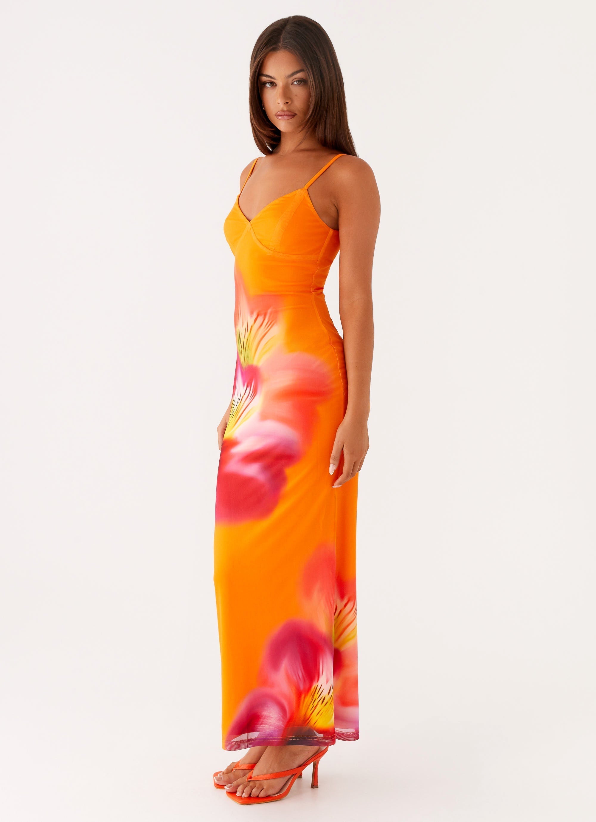 Kasey Midi Dress - Orange Tropical