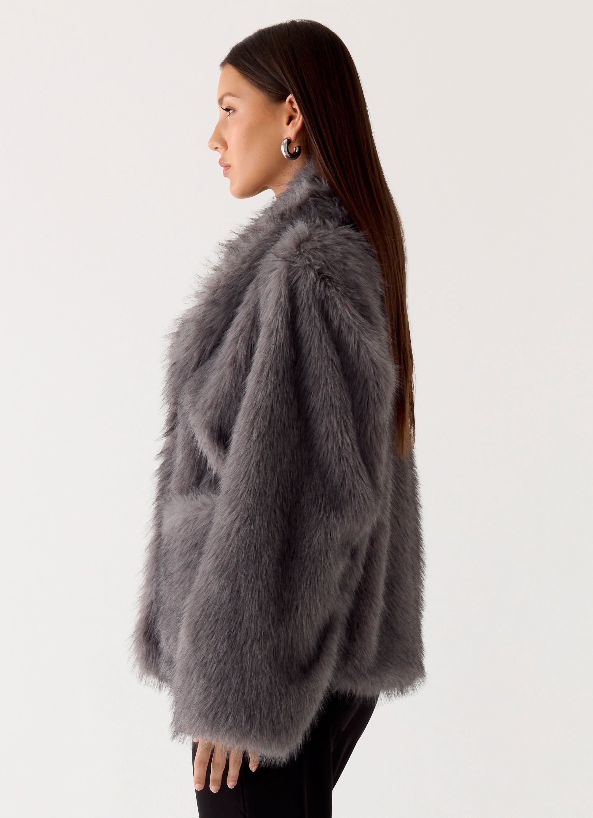 Katiana Faux Fur Jacket - Grey