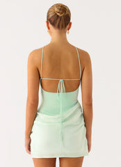 Keanu Cupro Mini Dress - Aqua