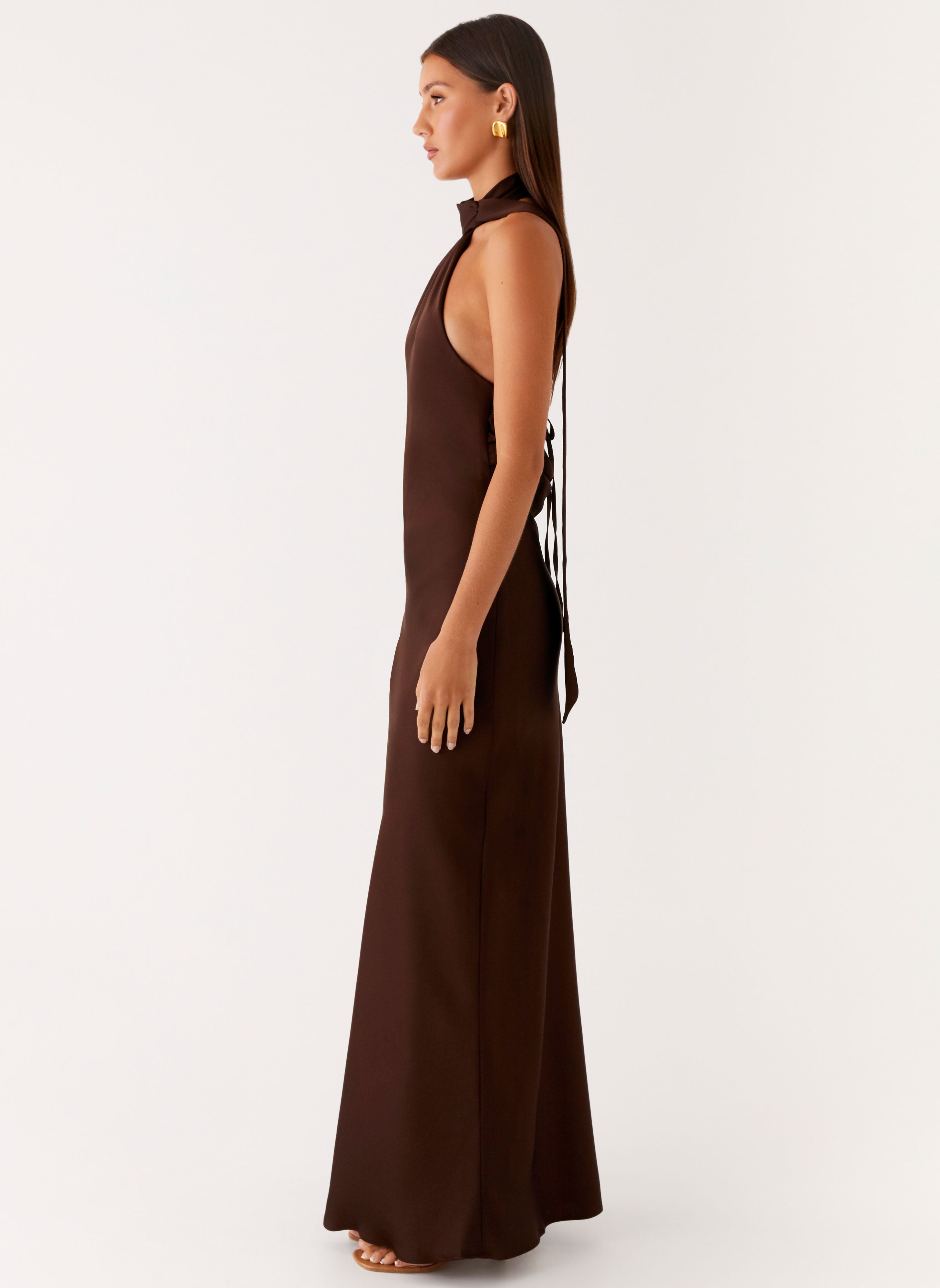 Keena Scarf Maxi Dress - Chocolate
