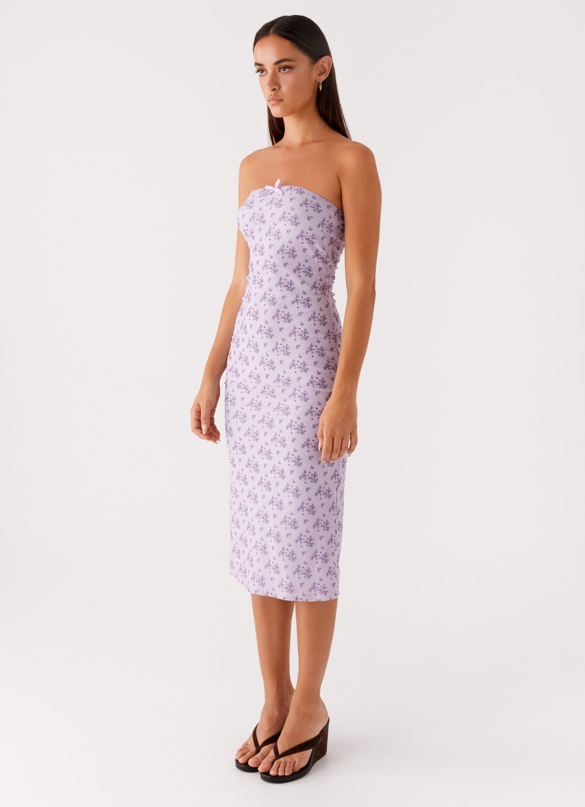 Keila Strapless Midi Dress - Lavender Meadow