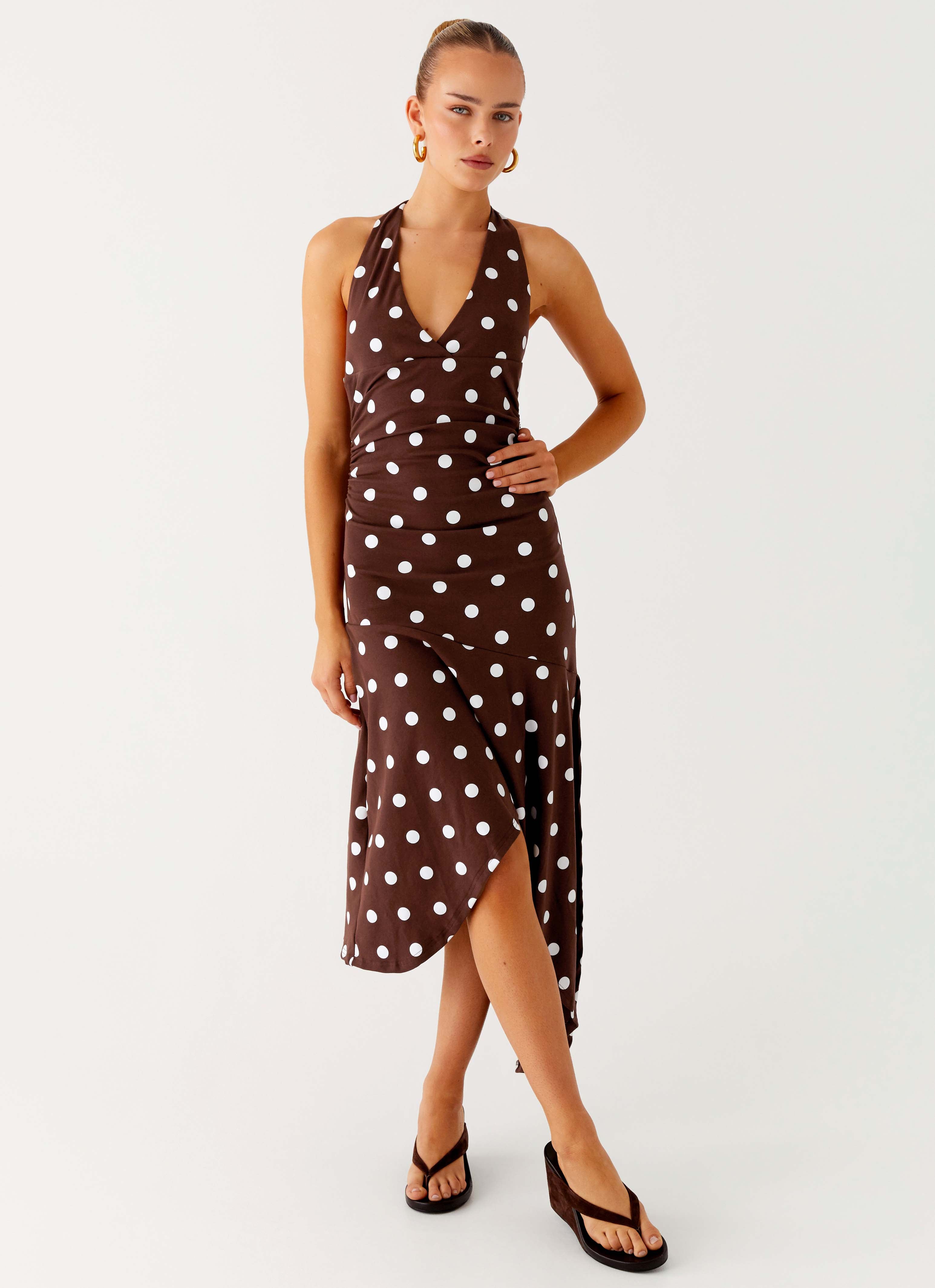 Keylani Halter Midi Dress - Chocolate